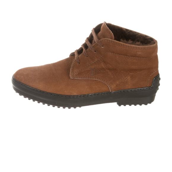 Tod’s suede brown flat lace up boots sz 8.5